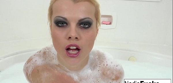  Sexy Big titty Nadia White masturbates in the bath